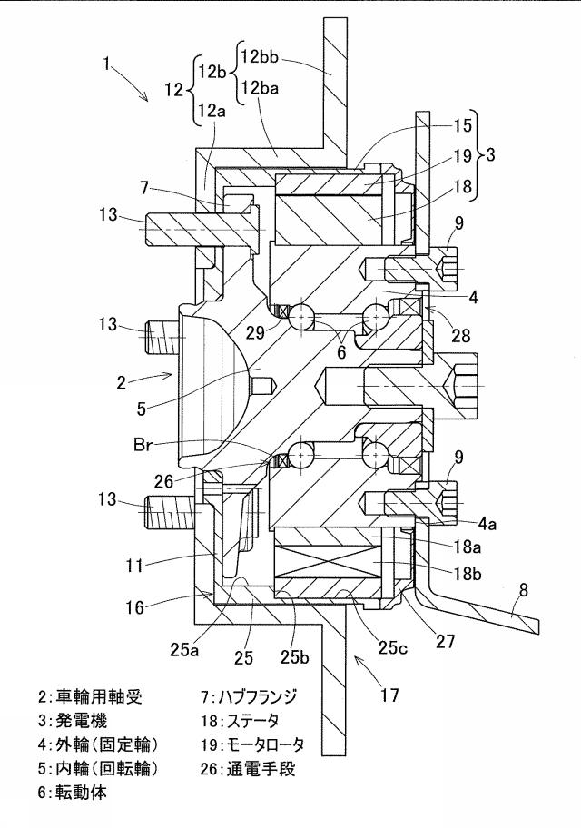 2018204754-発電機付き車輪用軸受装置 図000003