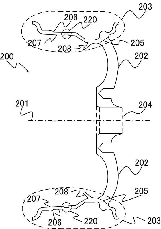 2017133632-車両用ホイール及びバランスウェイトの車両用ホイールへの取付け方法 図000006