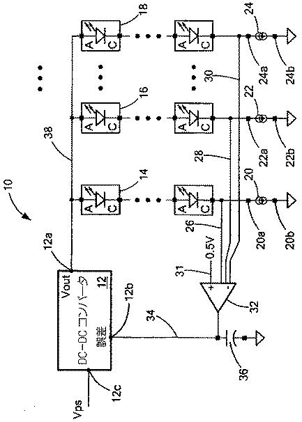 5762594-複数の直列接続された発光ダイオード列を駆動するための電子回路 図000002