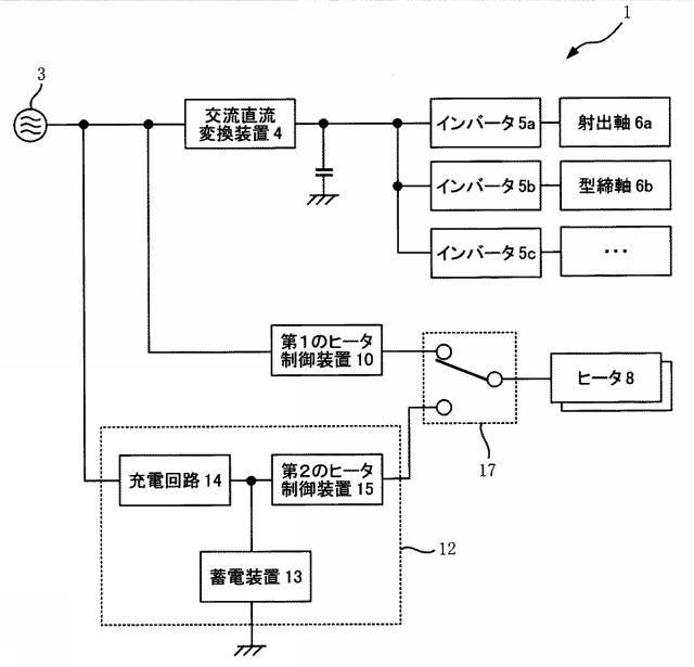 6783030-ヒータ電力供給用蓄電装置を備えた射出成形機 図000002