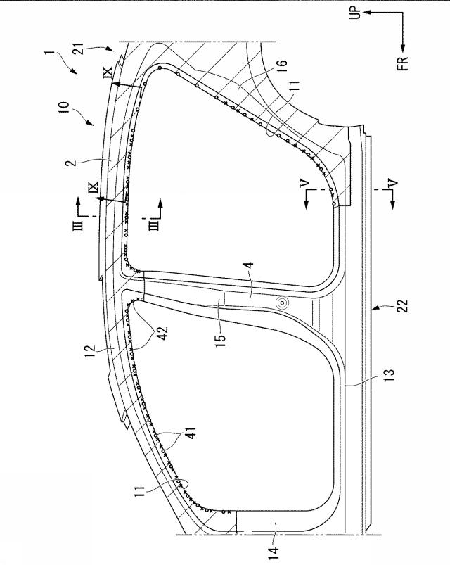 6986111-車体側部構造及び車体側部構造の製造方法 図000002