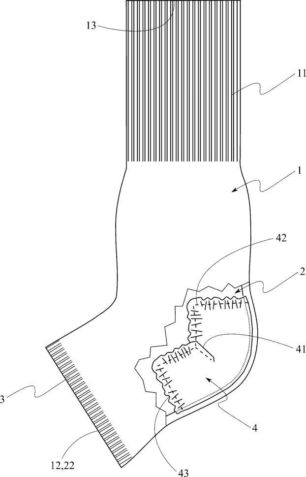 6195139-靴下および靴下の製造方法 図000003