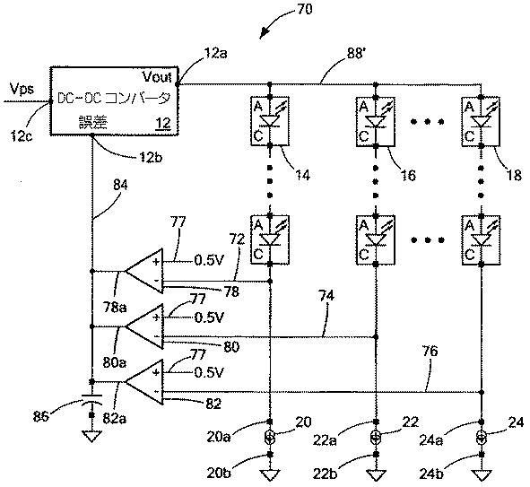 5762594-複数の直列接続された発光ダイオード列を駆動するための電子回路 図000005