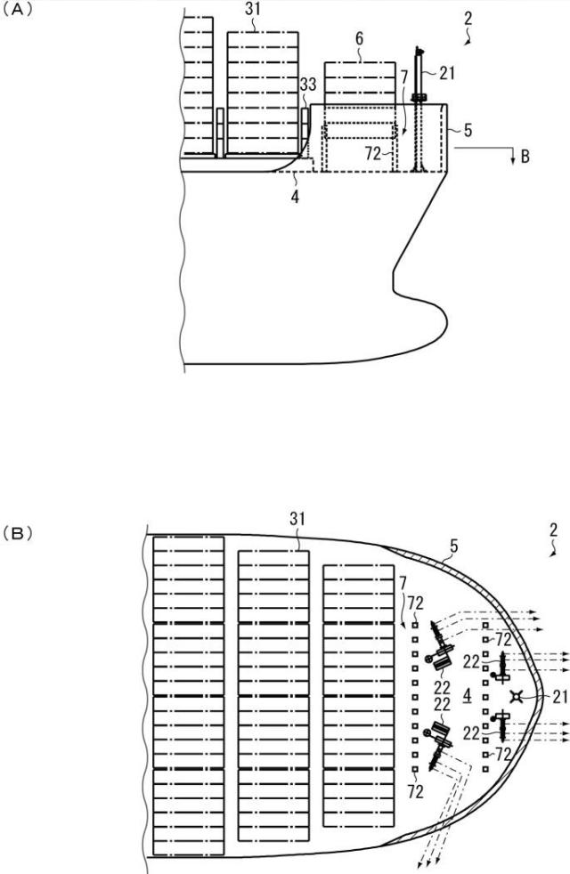 6892954-コンテナ船の船首構造、コンテナ船及びコンテナ船の船首構造の設計方法 図000010